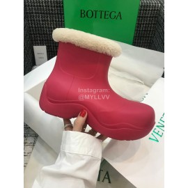 Bottega Veneta Winter Lamb Wool Waterproof Short Boots For Women Rose Red