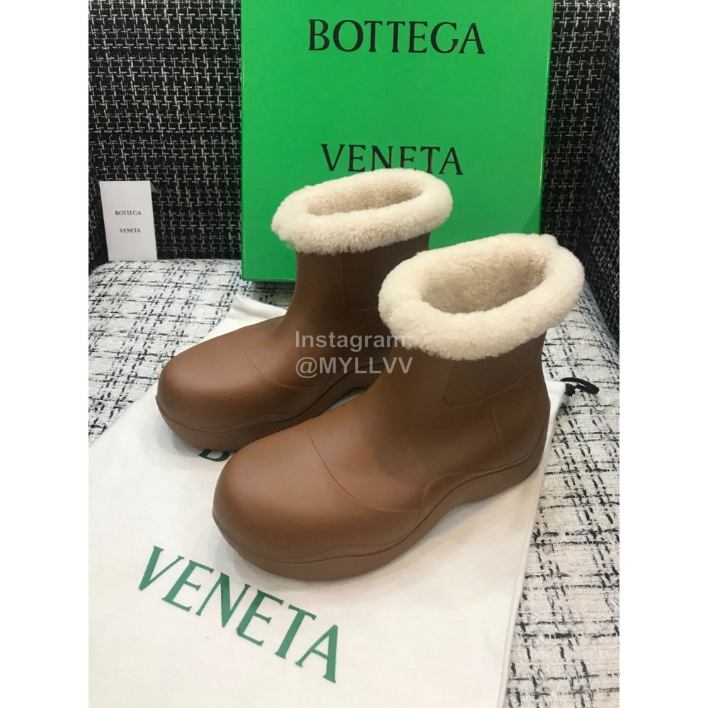 Bottega Veneta Winter Lamb Wool Waterproof Short Boots For Women Brown