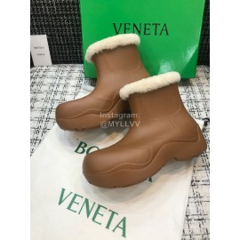 Bottega Veneta Winter Lamb Wool Waterproof Short Boots For Women Brown