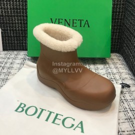 Bottega Veneta Winter Lamb Wool Waterproof Short Boots For Women Brown