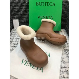 Bottega Veneta Winter Lamb Wool Waterproof Short Boots For Women Brown