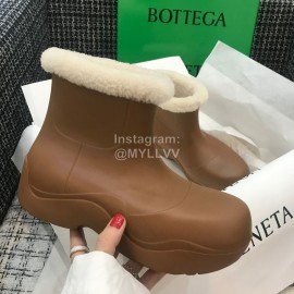 Bottega Veneta Winter Lamb Wool Waterproof Short Boots For Women Brown