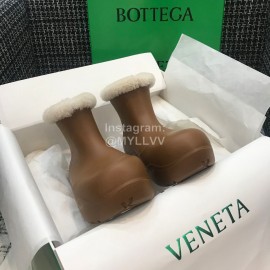 Bottega Veneta Winter Lamb Wool Waterproof Short Boots For Women Brown