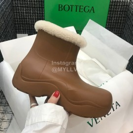 Bottega Veneta Winter Lamb Wool Waterproof Short Boots For Women Brown