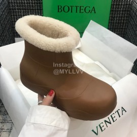 Bottega Veneta Winter Lamb Wool Waterproof Short Boots For Women Brown
