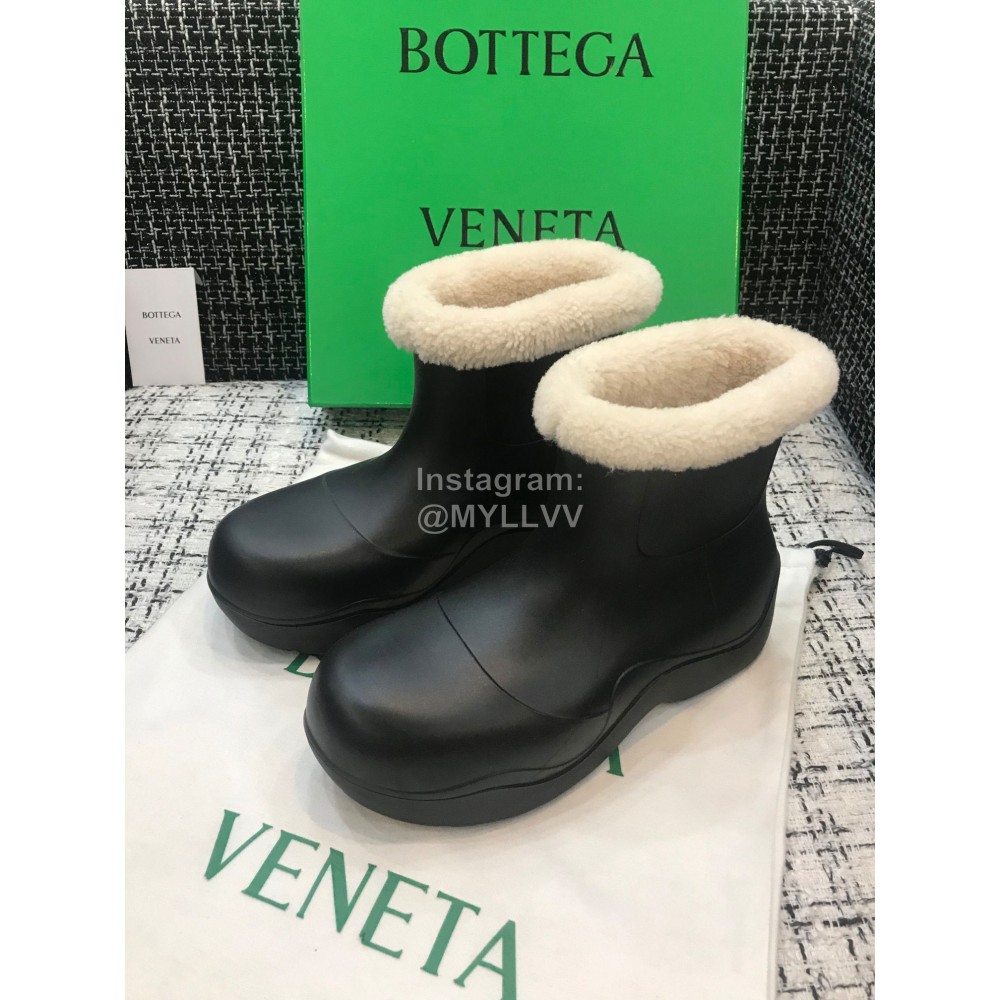 Bottega Veneta Winter Lamb Wool Waterproof Short Boots For Women Black