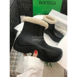Bottega Veneta Winter Lamb Wool Waterproof Short Boots For Women Black