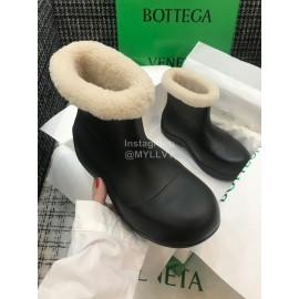 Bottega Veneta Winter Lamb Wool Waterproof Short Boots For Women Black
