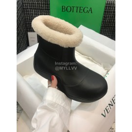 Bottega Veneta Winter Lamb Wool Waterproof Short Boots For Women Black