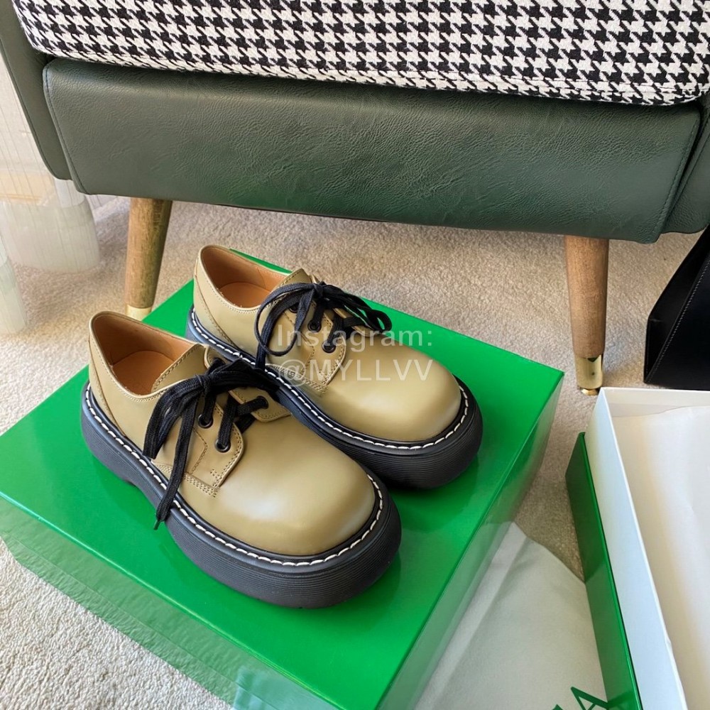 Bottega Veneta Fall Winter Fashion Thick Soles Calf Leather Shoes For Women Brown