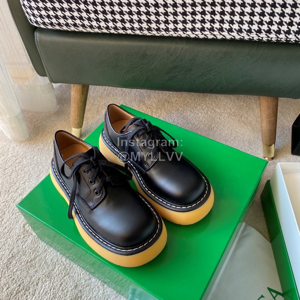 Bottega Veneta Fall Winter Fashion Thick Soles Calf Leather Shoes For Women Black