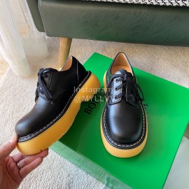 Bottega Veneta Fall Winter Fashion Thick Soles Calf Leather Shoes For Women Black