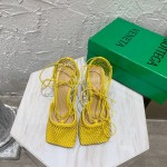 Bottega Veneta Spring And Summer New Mesh Cowhide High Heel Sandals Yellow