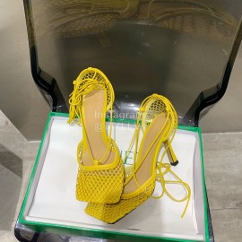 Bottega Veneta Spring And Summer New Mesh Cowhide High Heel Sandals Yellow