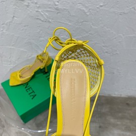 Bottega Veneta Spring And Summer New Mesh Cowhide High Heel Sandals Yellow
