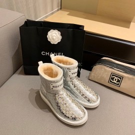 Bottega Veneta Autumn Winter Fashion Diamond Check Warm Wool Boots Silver