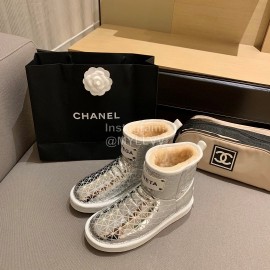 Bottega Veneta Autumn Winter Fashion Diamond Check Warm Wool Boots Silver