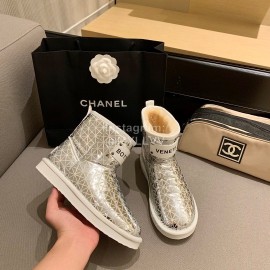 Bottega Veneta Autumn Winter Fashion Diamond Check Warm Wool Boots Silver