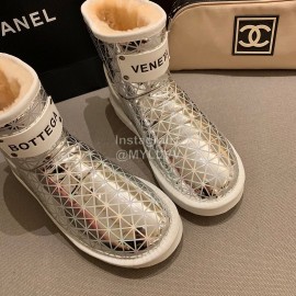Bottega Veneta Autumn Winter Fashion Diamond Check Warm Wool Boots Silver