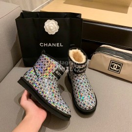 Bottega Veneta Autumn Winter Fashion Diamond Check Warm Wool Boots Black