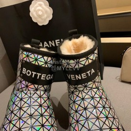 Bottega Veneta Autumn Winter Fashion Diamond Check Warm Wool Boots Black