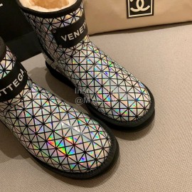 Bottega Veneta Autumn Winter Fashion Diamond Check Warm Wool Boots Black