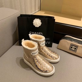 Bottega Veneta Autumn Winter Fashion Diamond Check Warm Wool Boots Gold