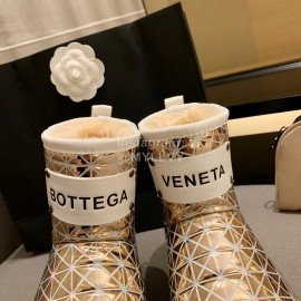 Bottega Veneta Autumn Winter Fashion Diamond Check Warm Wool Boots Gold