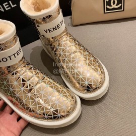 Bottega Veneta Autumn Winter Fashion Diamond Check Warm Wool Boots Gold