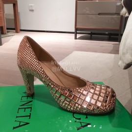 Bottega Veneta Autumn And Winter New Shining High Heels For Women Gold