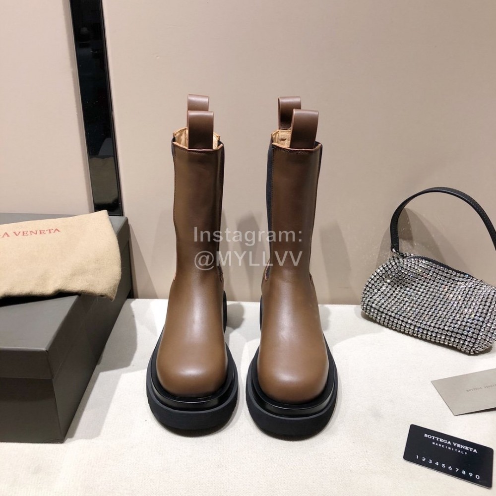 Bottega Veneta Autumn Winter New Leather Chelsea Boots For Women Brown