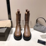 Bottega Veneta Autumn Winter New Leather Chelsea Boots For Women Brown
