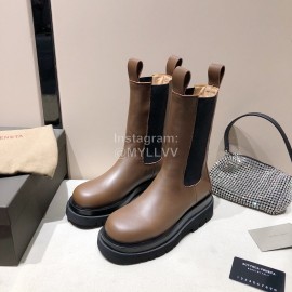 Bottega Veneta Autumn Winter New Leather Chelsea Boots For Women Brown