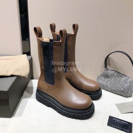 Bottega Veneta Autumn Winter New Leather Chelsea Boots For Women Brown