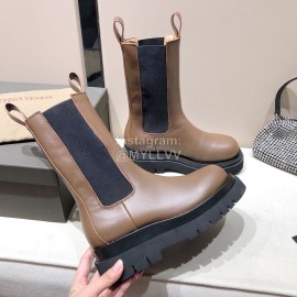 Bottega Veneta Autumn Winter New Leather Chelsea Boots For Women Brown