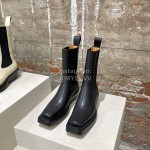 Bottega Veneta Autumn Winter Fashion Leather Chelsea Boots For Women Black
