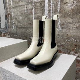 Bottega Veneta Autumn Winter Fashion Leather Chelsea Boots For Women White