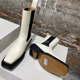 Bottega Veneta Autumn Winter Fashion Leather Chelsea Boots For Women White