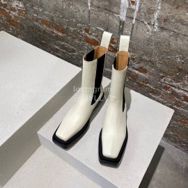 Bottega Veneta Autumn Winter Fashion Leather Chelsea Boots For Women White