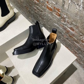 Bottega Veneta Autumn Winter Fashion Leather Short Chelsea Boots For Women Black