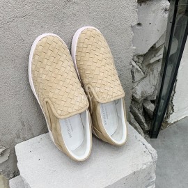 Bottega Veneta Thick Bottom Woven Casual Shoes For Men And Women Khaki
