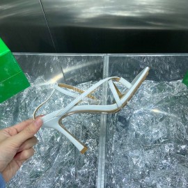 Bottega Veneta Spring Fashion Sheepskin Square Head High Heel Sandals White