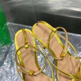 Bottega Veneta Spring Fashion Sheepskin Square Head High Heel Sandals Yellow