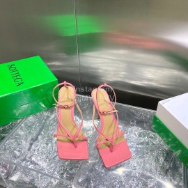 Bottega Veneta Spring Fashion Sheepskin Square Head High Heel Sandals Pink
