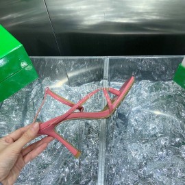 Bottega Veneta Spring Fashion Sheepskin Square Head High Heel Sandals Pink