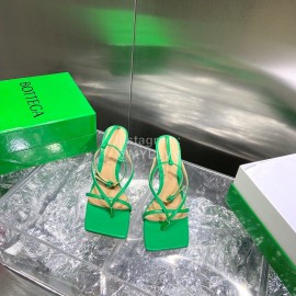 Bottega Veneta Spring Fashion Green Sheepskin Square Head High Heel Sandals