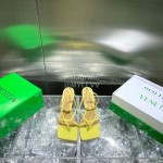 Bottega Veneta Spring Fashion Yellow Sheepskin Square Head High Heel Sandals