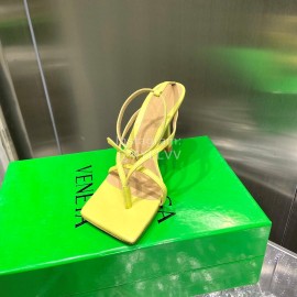 Bottega Veneta Spring Fashion Yellow Sheepskin Square Head High Heel Sandals