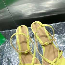 Bottega Veneta Spring Fashion Yellow Sheepskin Square Head High Heel Sandals
