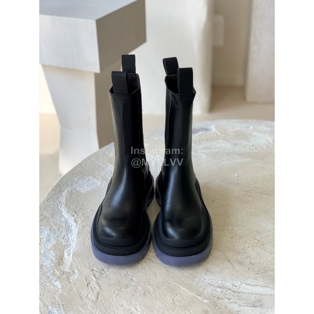Bottega Veneta Autumn Winter New Thick Sole Black Leather Boots For Women